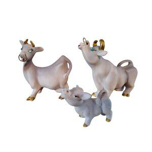 3 Vintage Freeman McFarlin Purple Cow Figurines, Mom Dad, Calf Matte Finish READ